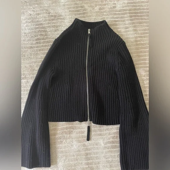 525 Ribbed Knit Zip Cardigan - Picture 3 of 7